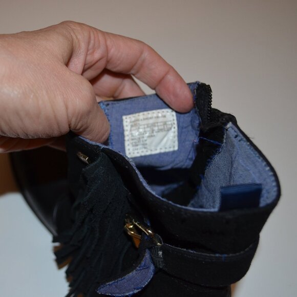 TOMMY HILFIGER Andrea Short Side Fringe Black ManMade Flats Decors Boots Girls 4 - Picture 4 of 9